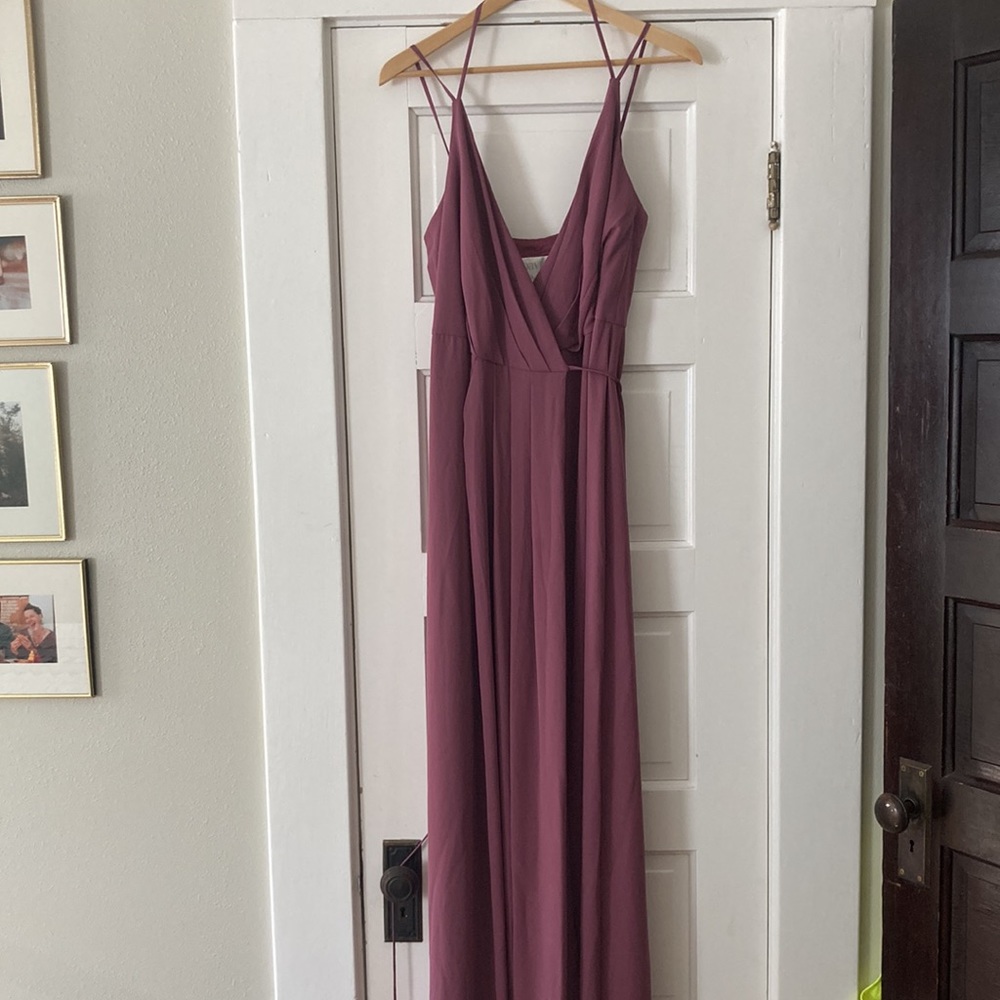 David’s Bridal georgette double strap Chianti Rose bridesmaid dress size 8 NWT